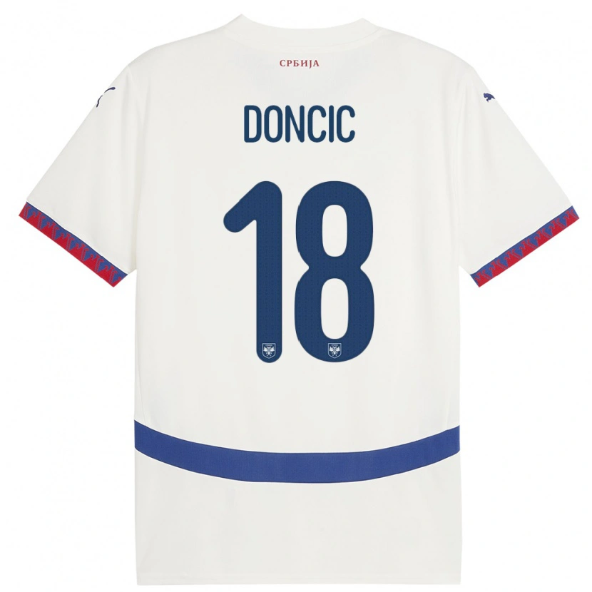 Danxen Barn Serbia Filip Doncic #18 Hvit Bortetrøye Drakt Trøye 24-26 Skjorter T-Skjorte