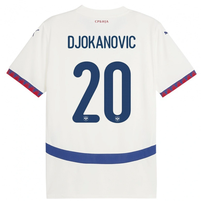 Danxen Barn Serbia Damjan Djokanovic #20 Hvit Bortetrøye Drakt Trøye 24-26 Skjorter T-Skjorte