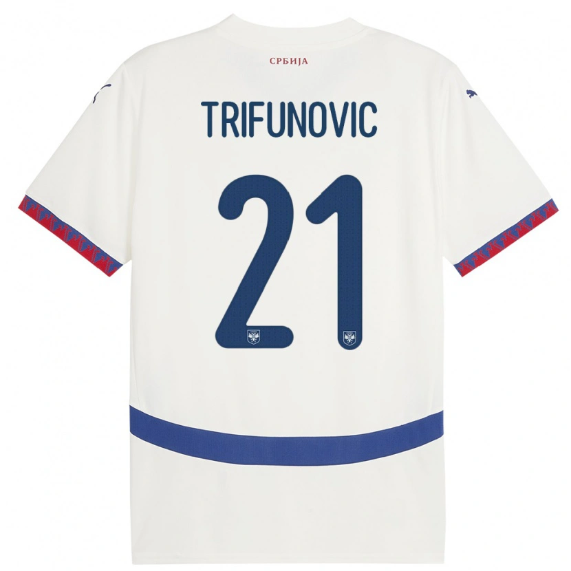 Danxen Barn Serbia Nemanja Trifunovic #21 Hvit Bortetrøye Drakt Trøye 24-26 Skjorter T-Skjorte
