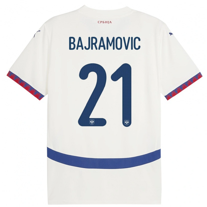 Danxen Barn Serbia Eldin Bajramovic #21 Hvit Bortetrøye Drakt Trøye 24-26 Skjorter T-Skjorte