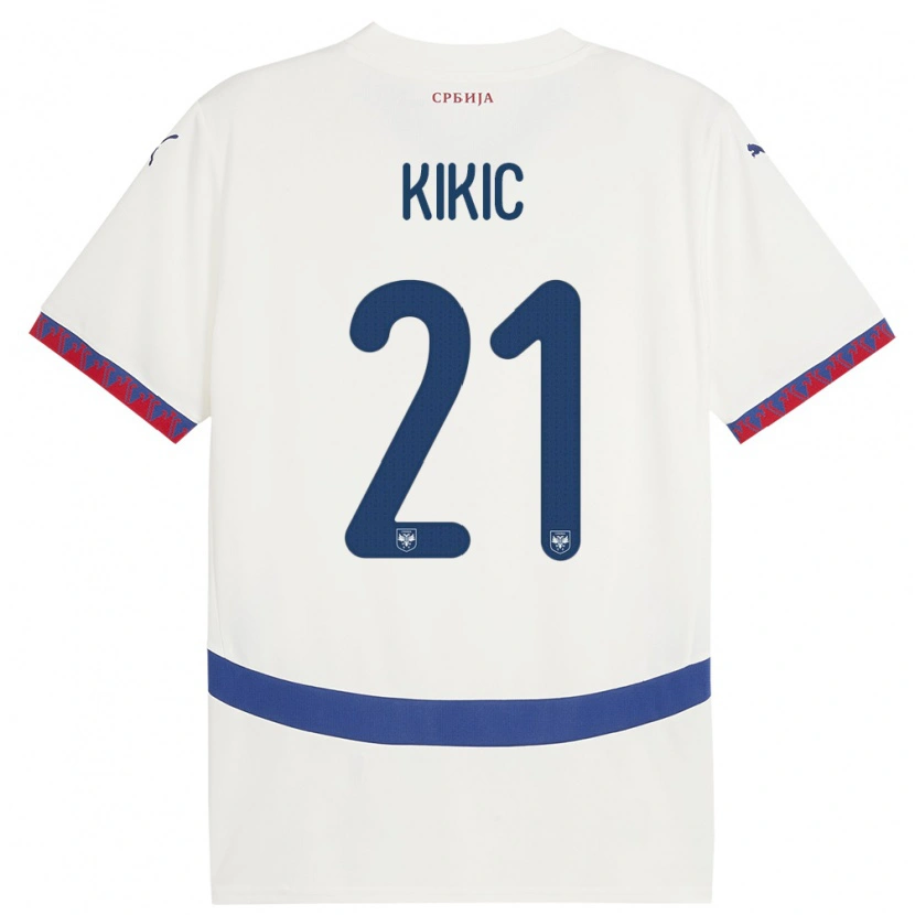 Danxen Barn Serbia Uros Kikic #21 Hvit Bortetrøye Drakt Trøye 24-26 Skjorter T-Skjorte