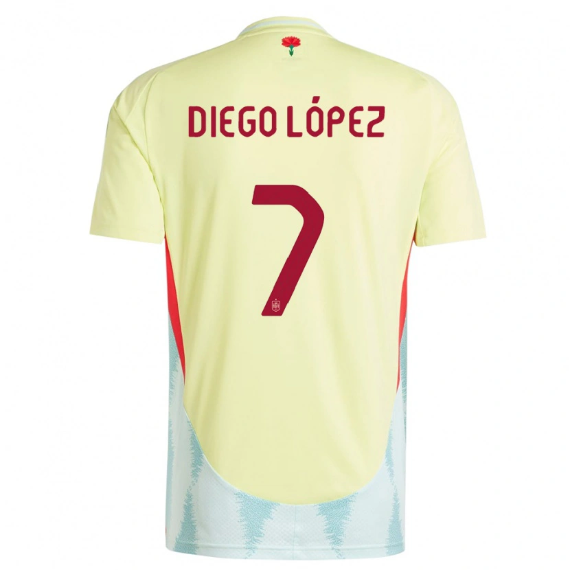 Danxen Barn Spania Diego López #7 Gul Bortetrøye Drakt Trøye 24-26 Skjorter T-Skjorte