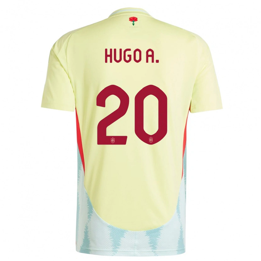 Danxen Barn Spania Hugo Álvarez #20 Gul Bortetrøye Drakt Trøye 24-26 Skjorter T-Skjorte