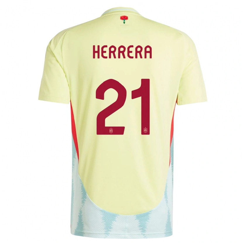 Danxen Barn Spania Iker Herrera #21 Gul Bortetrøye Drakt Trøye 24-26 Skjorter T-Skjorte