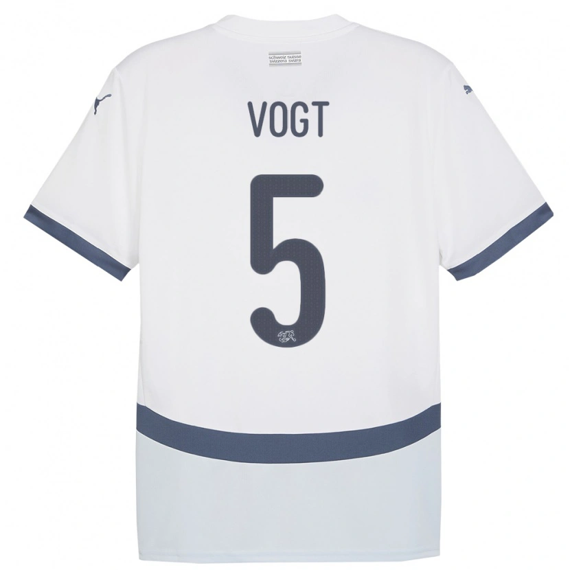 Danxen Barn Sveits Gian Vogt #5 Hvit Bortetrøye Drakt Trøye 24-26 Skjorter T-Skjorte