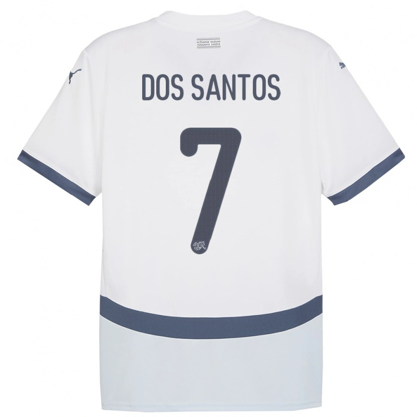Danxen Barn Sveits Daniel Dos Santos #7 Hvit Bortetrøye Drakt Trøye 24-26 Skjorter T-Skjorte