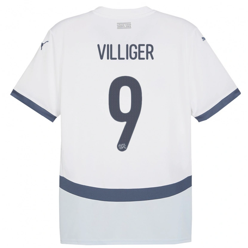 Danxen Barn Sveits Lars Villiger #9 Hvit Bortetrøye Drakt Trøye 24-26 Skjorter T-Skjorte