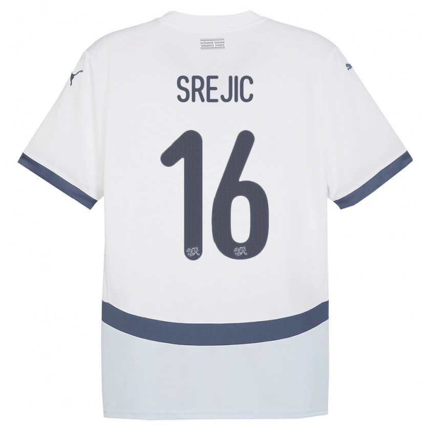 Danxen Barn Sveits Boris Srejic #16 Hvit Bortetrøye Drakt Trøye 24-26 Skjorter T-Skjorte