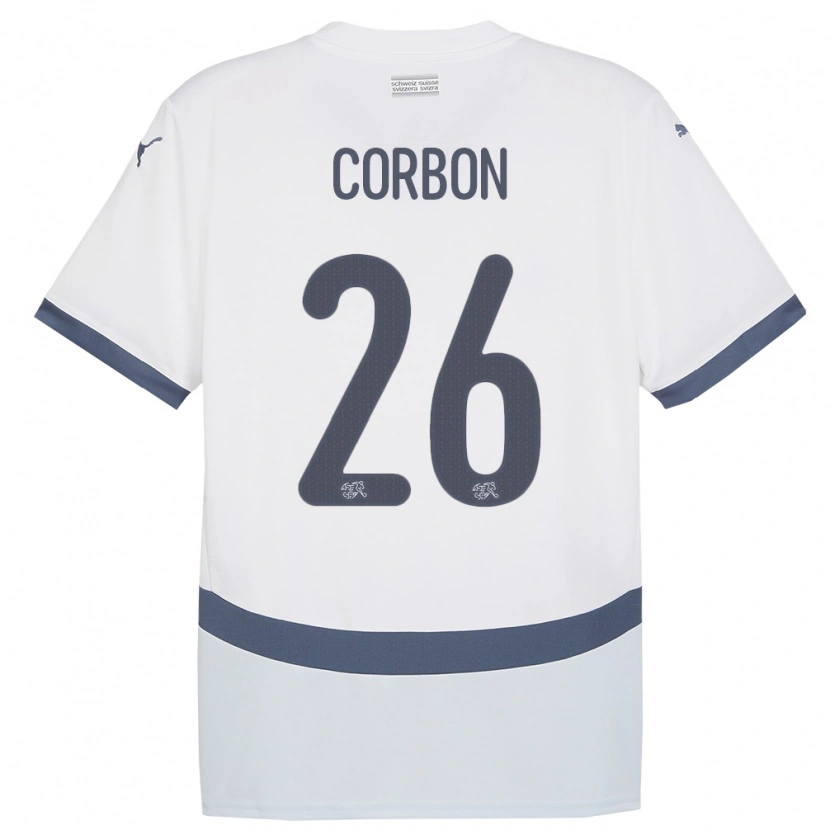 Danxen Barn Sveits Max Corbon #26 Hvit Bortetrøye Drakt Trøye 24-26 Skjorter T-Skjorte