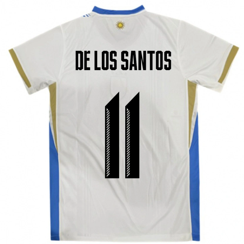 Danxen Barn Uruguay Juan Cruz De Los Santos #11 Hvit Blå Bortetrøye Drakt Trøye 24-26 Skjorter T-Skjorte