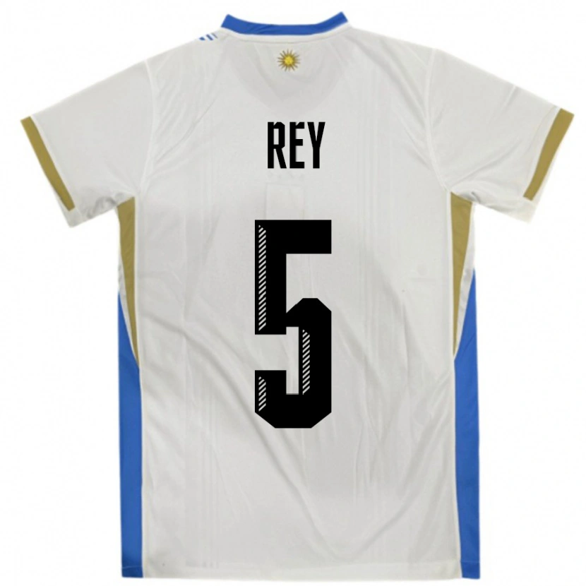 Danxen Barn Uruguay Rodrigo Rey #5 Hvit Blå Bortetrøye Drakt Trøye 24-26 Skjorter T-Skjorte