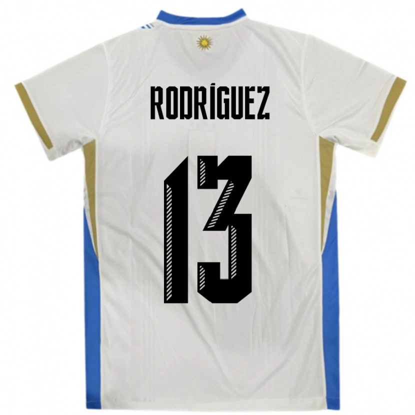 Danxen Barn Uruguay Agustin Rodriguez #13 Hvit Blå Bortetrøye Drakt Trøye 24-26 Skjorter T-Skjorte
