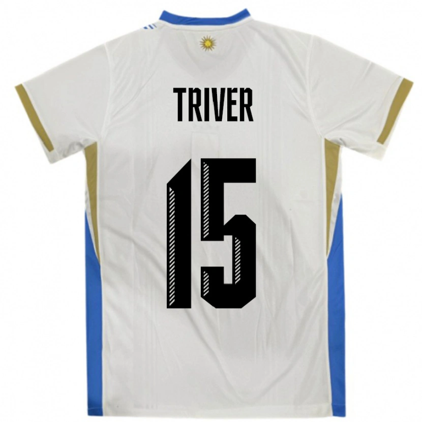 Danxen Barn Uruguay Francisco Triver #15 Hvit Blå Bortetrøye Drakt Trøye 24-26 Skjorter T-Skjorte