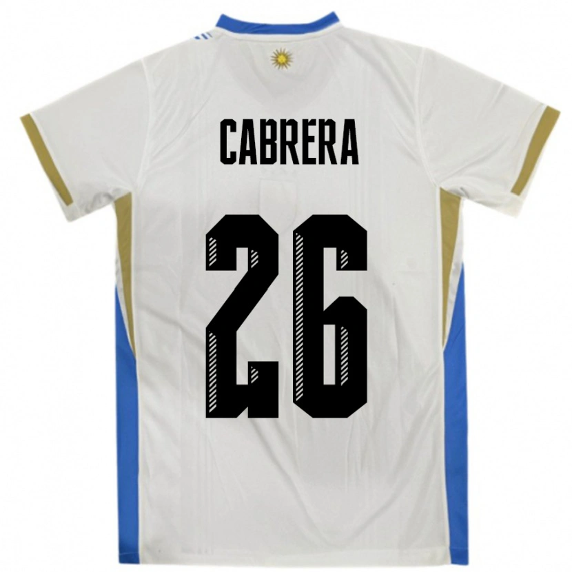 Danxen Barn Uruguay Leandro Cabrera #26 Hvit Blå Bortetrøye Drakt Trøye 24-26 Skjorter T-Skjorte