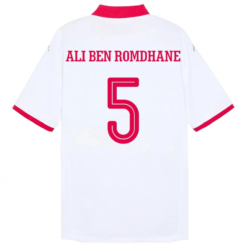 Danxen Barn Tunisia Mohamed Ali Ben Romdhane #5 Hvit Bortetrøye Drakt Trøye 24-26 Skjorter T-Skjorte