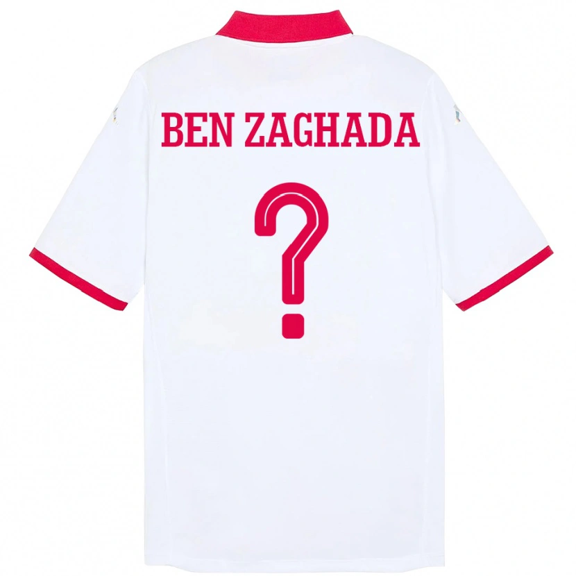 Danxen Barn Tunisia Mohamed Amine Ben Zaghada #0 Hvit Bortetrøye Drakt Trøye 24-26 Skjorter T-Skjorte