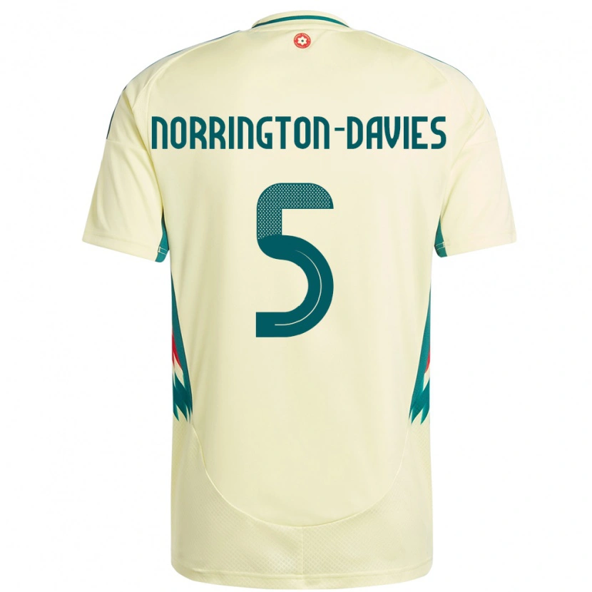Danxen Barn Wales Rhys Norrington-Davies #5 Beige Gul Bortetrøye Drakt Trøye 24-26 Skjorter T-Skjorte
