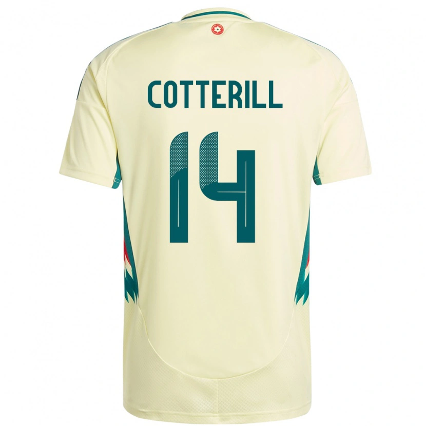 Danxen Barn Wales Joel Cotterill #14 Beige Gul Bortetrøye Drakt Trøye 24-26 Skjorter T-Skjorte
