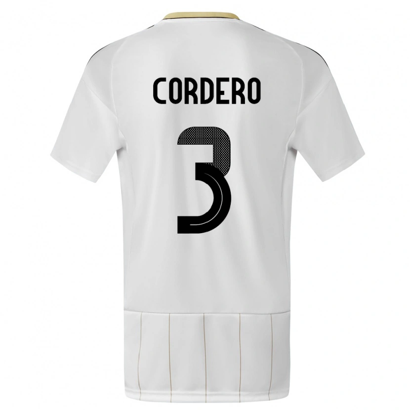 Danxen Barn Costa Rica Thiago Cordero #3 Hvit Bortetrøye Drakt Trøye 24-26 Skjorter T-Skjorte