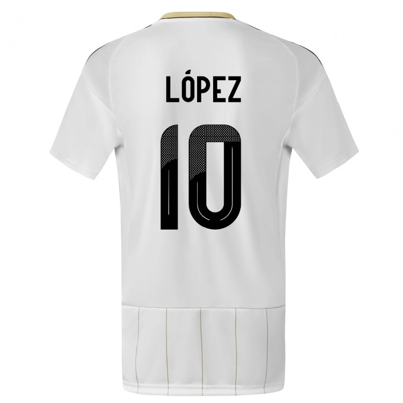 Danxen Barn Costa Rica Sebastián López #10 Hvit Bortetrøye Drakt Trøye 24-26 Skjorter T-Skjorte