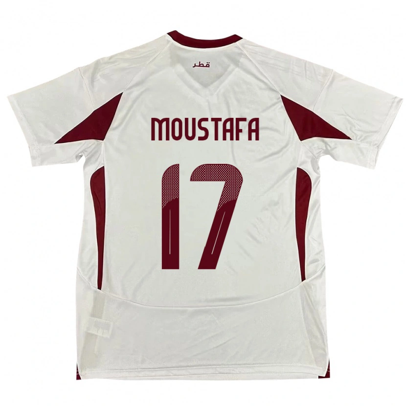 Danxen Barn Qatar Abdelrahman Moustafa #17 Hvit Bortetrøye Drakt Trøye 24-26 Skjorter T-Skjorte