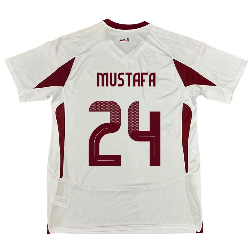 Danxen Barn Qatar Mustafa Mashaal #24 Hvit Bortetrøye Drakt Trøye 24-26 Skjorter T-Skjorte
