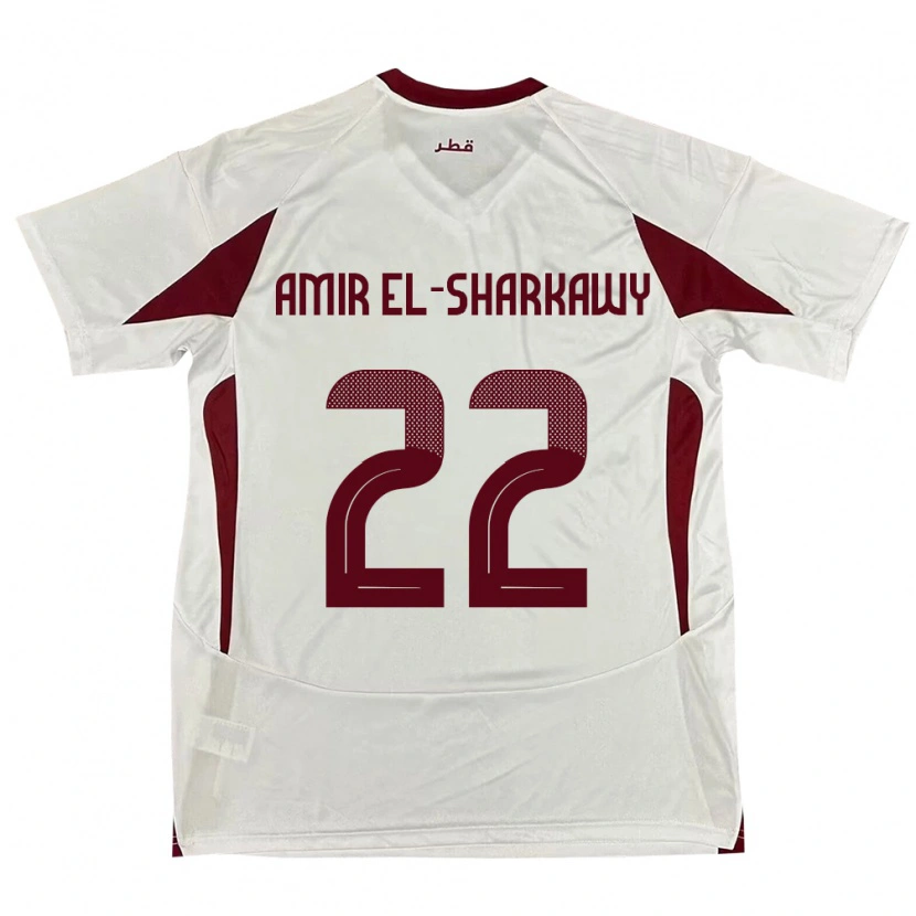 Danxen Barn Qatar Galal Amir El-Sharkawy #22 Hvit Bortetrøye Drakt Trøye 24-26 Skjorter T-Skjorte