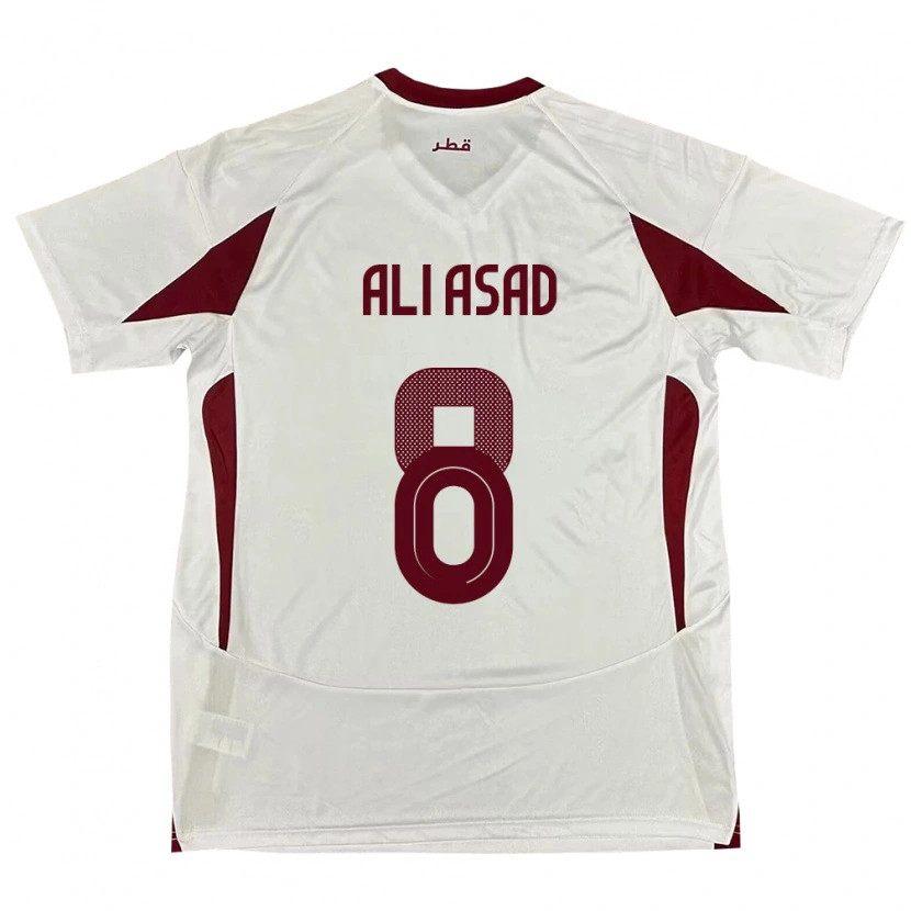 Danxen Barn Qatar Ali Asad #8 Hvit Bortetrøye Drakt Trøye 24-26 Skjorter T-Skjorte