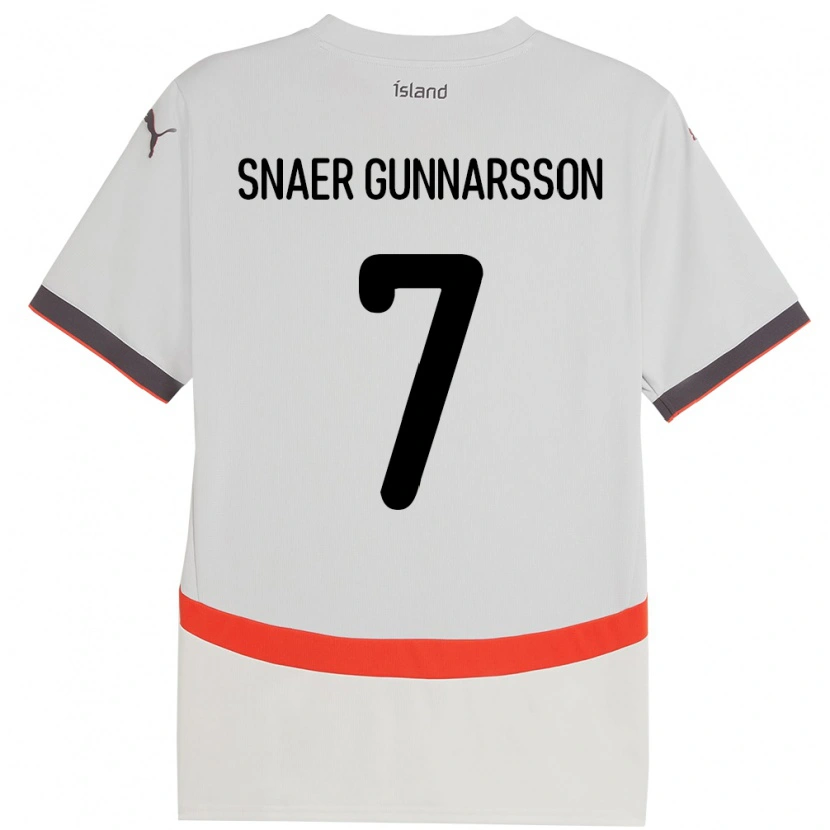 Danxen Barn Island Gabríel Snaer Gunnarsson #7 Hvit Bortetrøye Drakt Trøye 24-26 Skjorter T-Skjorte
