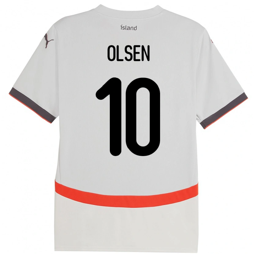 Danxen Barn Island Gunnar Olsen #10 Hvit Bortetrøye Drakt Trøye 24-26 Skjorter T-Skjorte