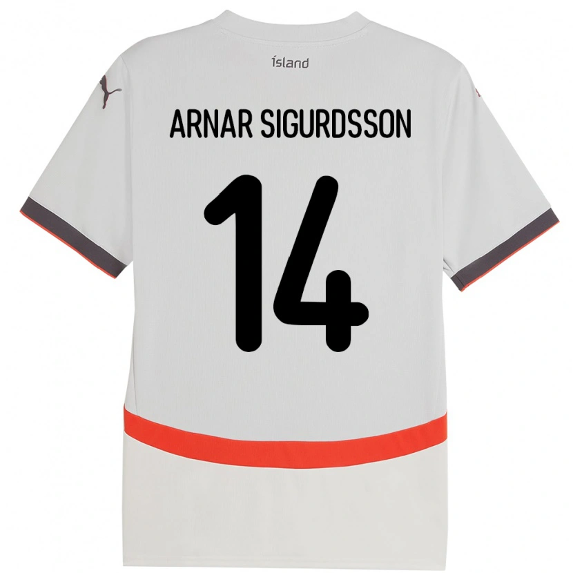 Danxen Barn Island Jón Arnar Sigurdsson #14 Hvit Bortetrøye Drakt Trøye 24-26 Skjorter T-Skjorte
