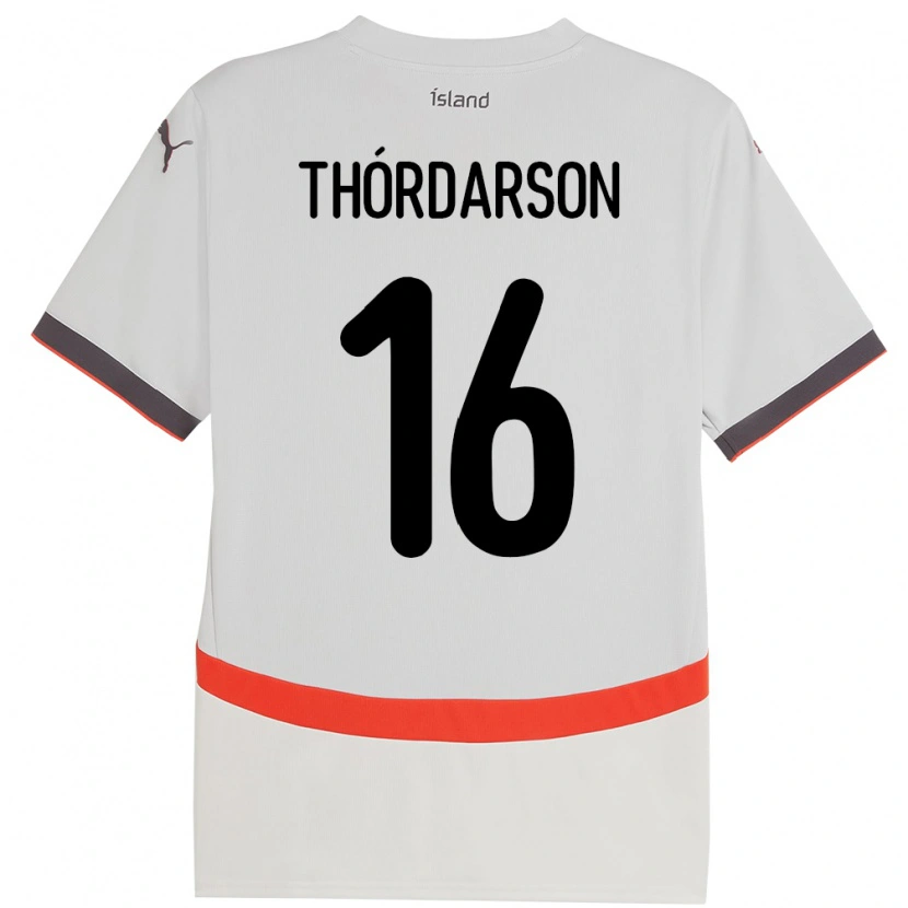 Danxen Barn Island Gísli Thórdarson #16 Hvit Bortetrøye Drakt Trøye 24-26 Skjorter T-Skjorte