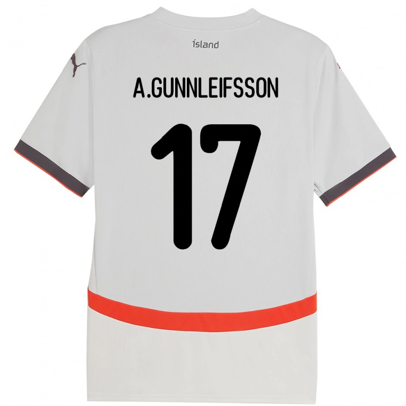 Danxen Barn Island Arnar Bjarki Gunnleifsson #17 Hvit Bortetrøye Drakt Trøye 24-26 Skjorter T-Skjorte