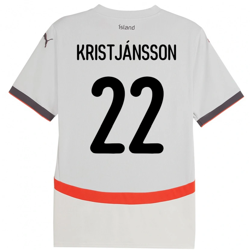 Danxen Barn Island Daníel Freyr Kristjánsson #22 Hvit Bortetrøye Drakt Trøye 24-26 Skjorter T-Skjorte