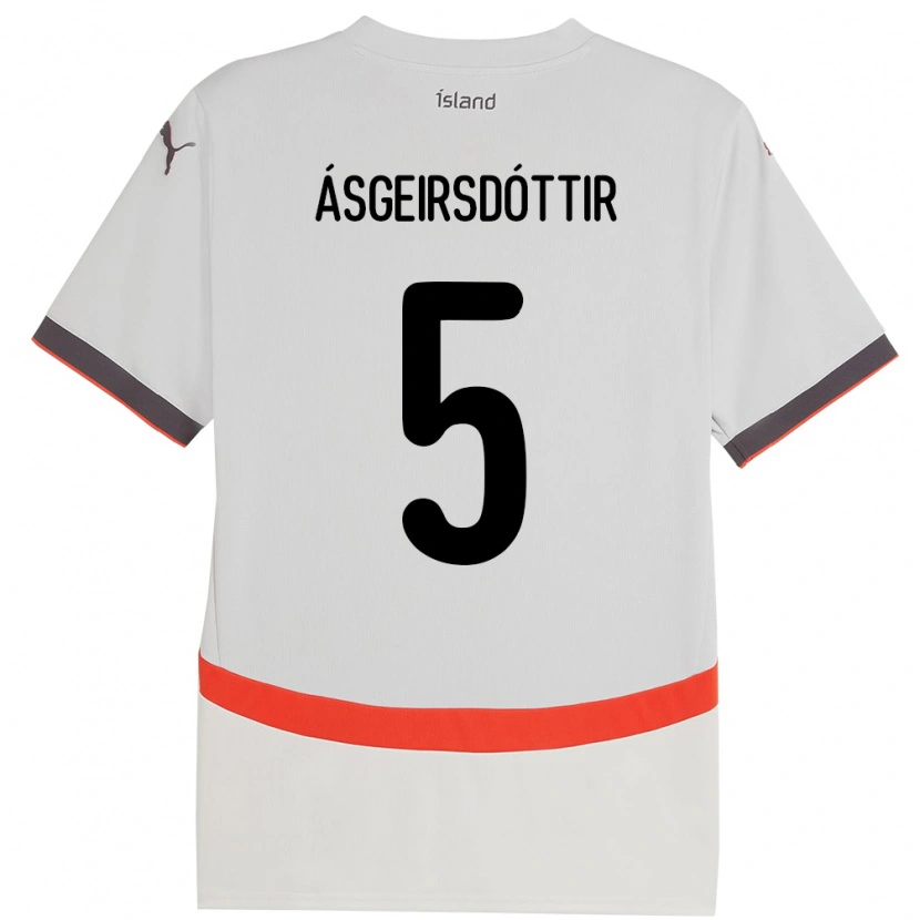 Danxen Barn Island Emilía Kiær Ásgeirsdóttir #5 Hvit Bortetrøye Drakt Trøye 24-26 Skjorter T-Skjorte