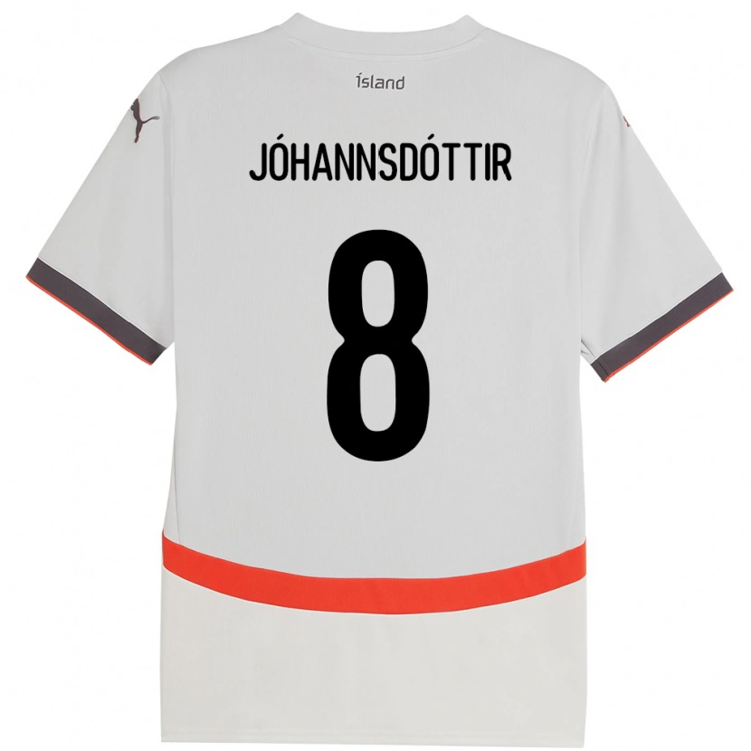 Danxen Barn Island Alexandra Jóhannsdóttir #8 Hvit Bortetrøye Drakt Trøye 24-26 Skjorter T-Skjorte