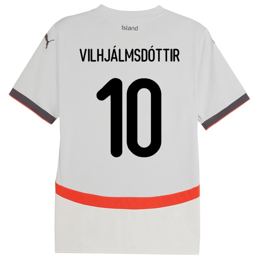 Danxen Barn Island Karólína Lea Vilhjálmsdóttir #10 Hvit Bortetrøye Drakt Trøye 24-26 Skjorter T-Skjorte
