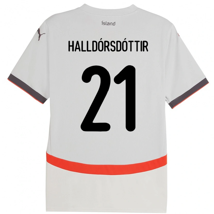 Danxen Barn Island Hafrún Rakel Halldórsdóttir #21 Hvit Bortetrøye Drakt Trøye 24-26 Skjorter T-Skjorte