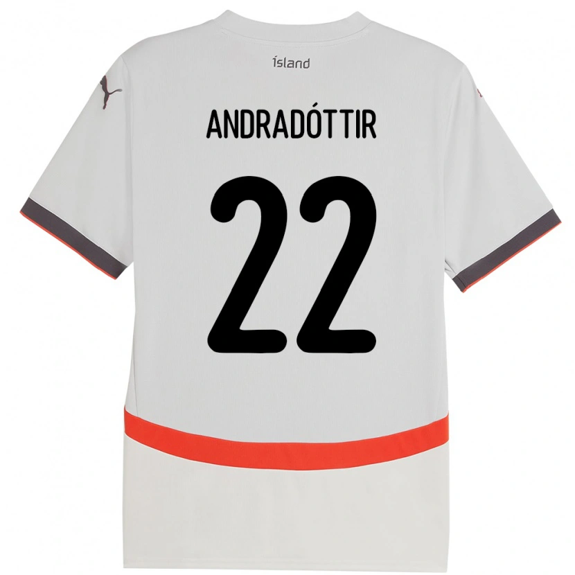 Danxen Barn Island Amanda Andradóttir #22 Hvit Bortetrøye Drakt Trøye 24-26 Skjorter T-Skjorte