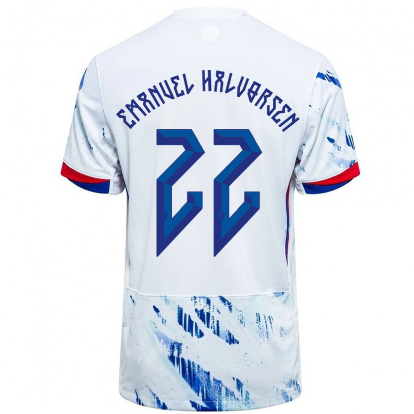 Danxen Barn Norge Victor Emanuel Halvorsen #22 Hvit Blå Bortetrøye Drakt Trøye 24-26 Skjorter T-Skjorte