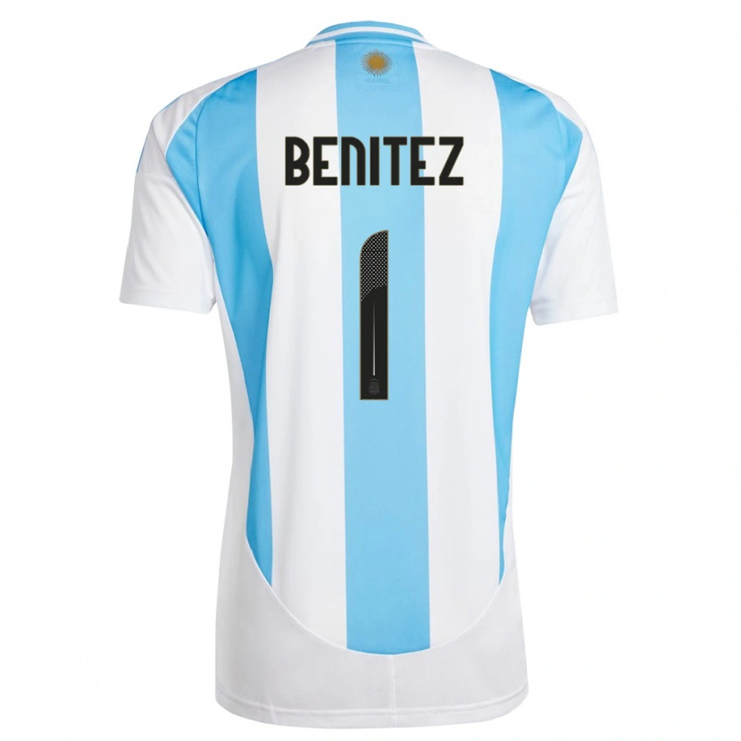 Danxen Mann Argentina Walter Benítez #1 Hvit Blå Hjemmetrøye Drakt Trøye 24-26 Skjorter T-Skjorte
