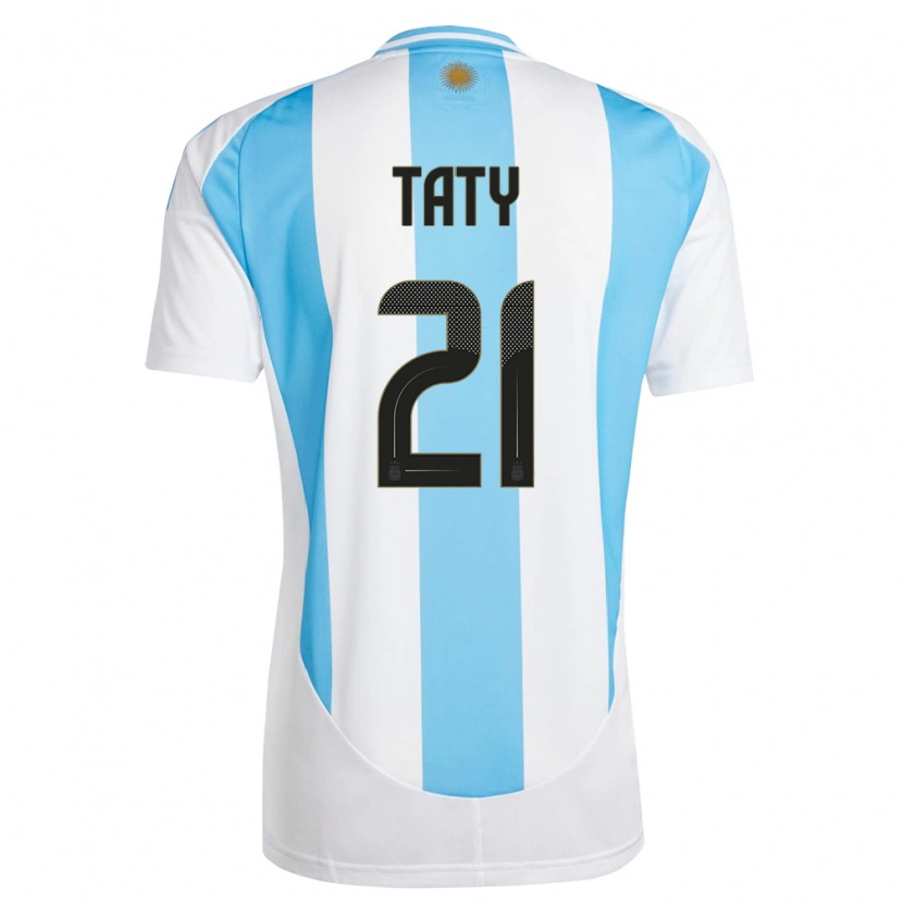 Danxen Mann Argentina Taty Castellanos #21 Hvit Blå Hjemmetrøye Drakt Trøye 24-26 Skjorter T-Skjorte