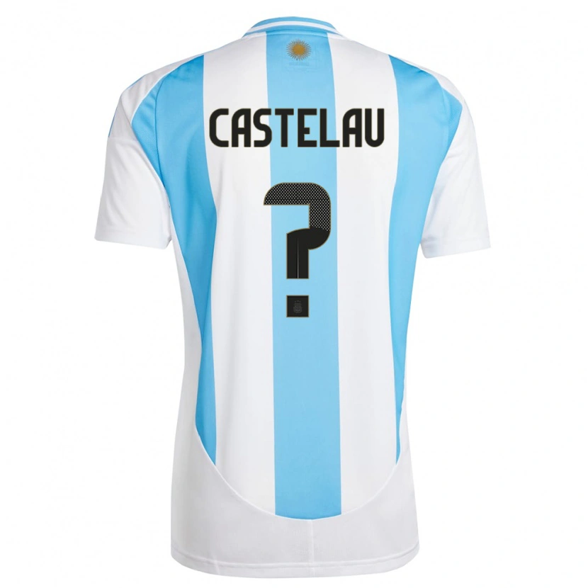 Danxen Mann Argentina Alber Castelau #0 Hvit Blå Hjemmetrøye Drakt Trøye 24-26 Skjorter T-Skjorte
