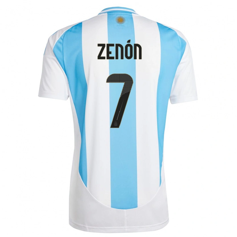 Danxen Mann Argentina Kevin Zenón #7 Hvit Blå Hjemmetrøye Drakt Trøye 24-26 Skjorter T-Skjorte