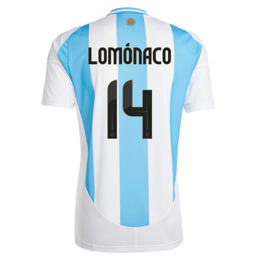 Danxen Mann Argentina Kevin Lomónaco #14 Hvit Blå Hjemmetrøye Drakt Trøye 24-26 Skjorter T-Skjorte