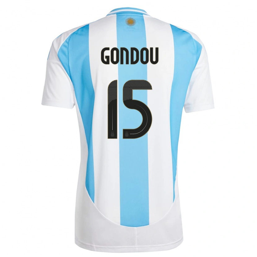 Danxen Mann Argentina Luciano Gondou #15 Hvit Blå Hjemmetrøye Drakt Trøye 24-26 Skjorter T-Skjorte