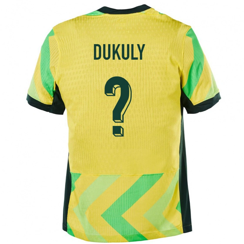 Danxen Mann Australia Yaya Dukuly #0 Gyllen Hjemmetrøye Drakt Trøye 24-26 Skjorter T-Skjorte