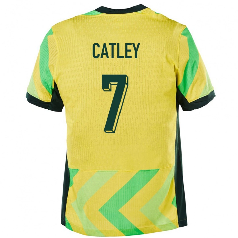 Danxen Mann Australia Stephanie Catley #7 Gyllen Hjemmetrøye Drakt Trøye 24-26 Skjorter T-Skjorte