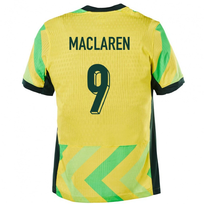 Danxen Mann Australia Jamie Maclaren #9 Gyllen Hjemmetrøye Drakt Trøye 24-26 Skjorter T-Skjorte