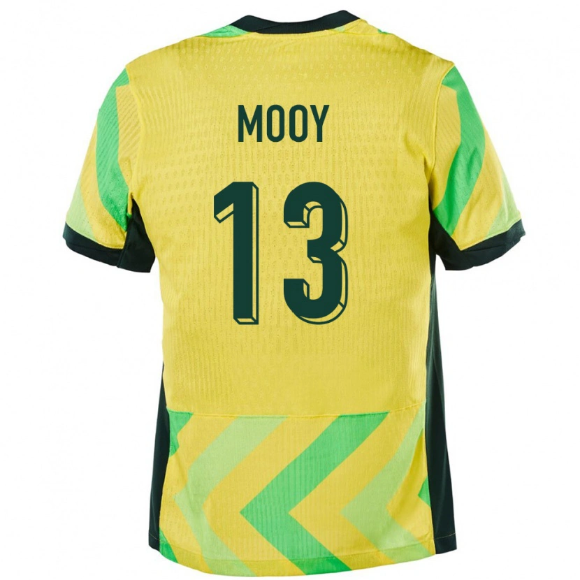 Danxen Mann Australia Aaron Mooy #13 Gyllen Hjemmetrøye Drakt Trøye 24-26 Skjorter T-Skjorte